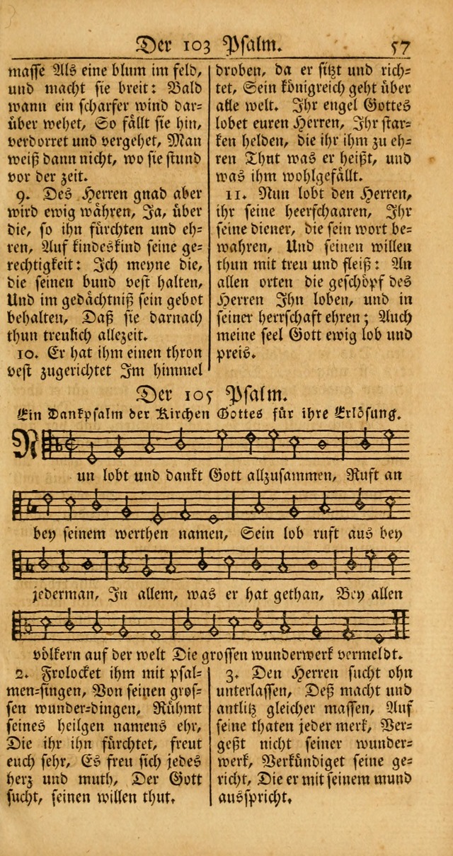 Ein Unpartheyisches Gesang-Buch: enthaltend geistreiche Lieder und Psalmen, zum allgemeinen Gebrauch des wahren Gottesdienstes auf begehren der Brüderschaft der Menoniten Gemeinen... page 57