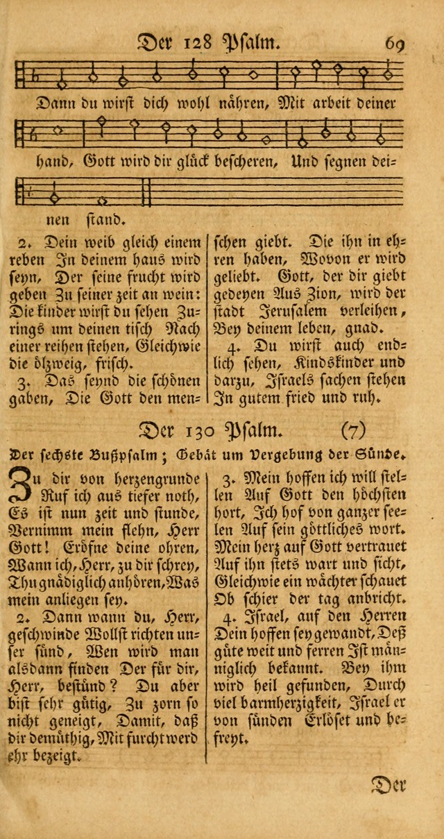 Ein Unpartheyisches Gesang-Buch: enthaltend geistreiche Lieder und Psalmen, zum allgemeinen Gebrauch des wahren Gottesdienstes auf begehren der Brüderschaft der Menoniten Gemeinen... page 69