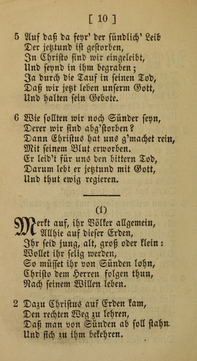 Eine unparteiische Lieder-Sammlung zum Gebrauch beim Oeffentlichen Gottesdienst und Häuslichen Erbauung page 10