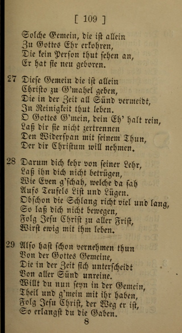 Eine unparteiische Lieder-Sammlung zum Gebrauch beim Oeffentlichen Gottesdienst und Häuslichen Erbauung page 109