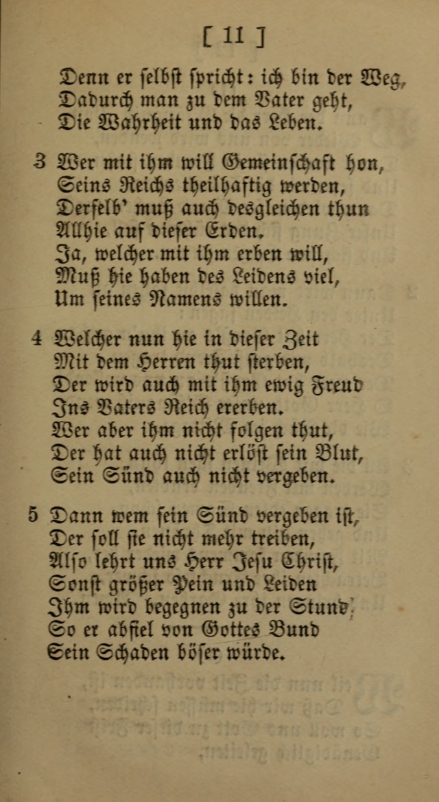 Eine unparteiische Lieder-Sammlung zum Gebrauch beim Oeffentlichen Gottesdienst und Häuslichen Erbauung page 11