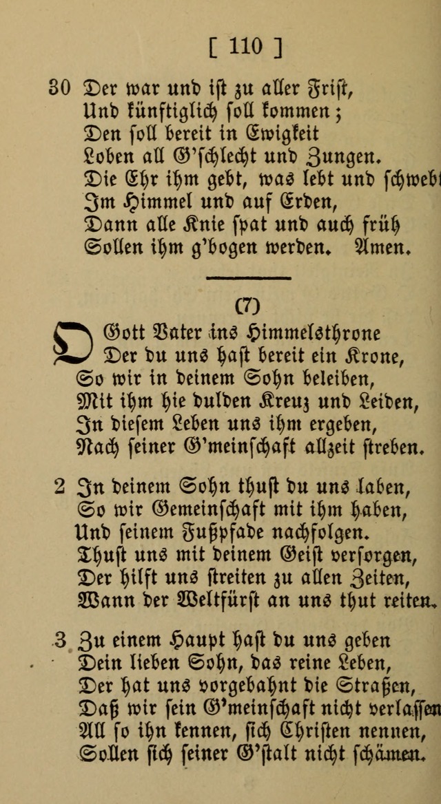 Eine unparteiische Lieder-Sammlung zum Gebrauch beim Oeffentlichen Gottesdienst und Häuslichen Erbauung page 110