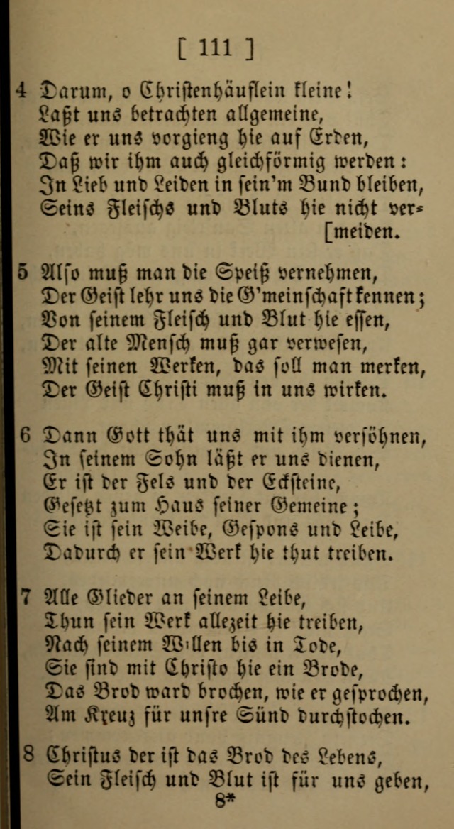 Eine unparteiische Lieder-Sammlung zum Gebrauch beim Oeffentlichen Gottesdienst und Häuslichen Erbauung page 111