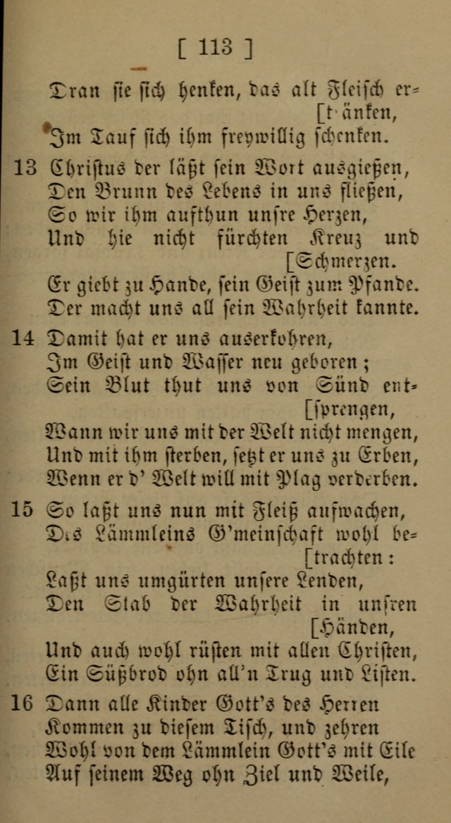 Eine unparteiische Lieder-Sammlung zum Gebrauch beim Oeffentlichen Gottesdienst und Häuslichen Erbauung page 113