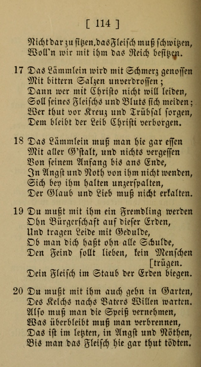 Eine unparteiische Lieder-Sammlung zum Gebrauch beim Oeffentlichen Gottesdienst und Häuslichen Erbauung page 114