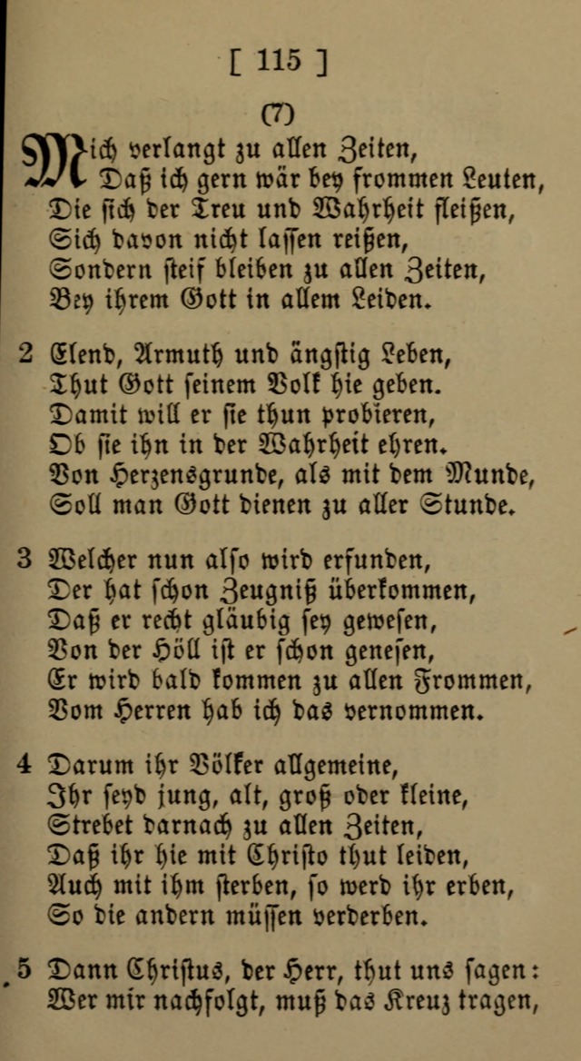 Eine unparteiische Lieder-Sammlung zum Gebrauch beim Oeffentlichen Gottesdienst und Häuslichen Erbauung page 115