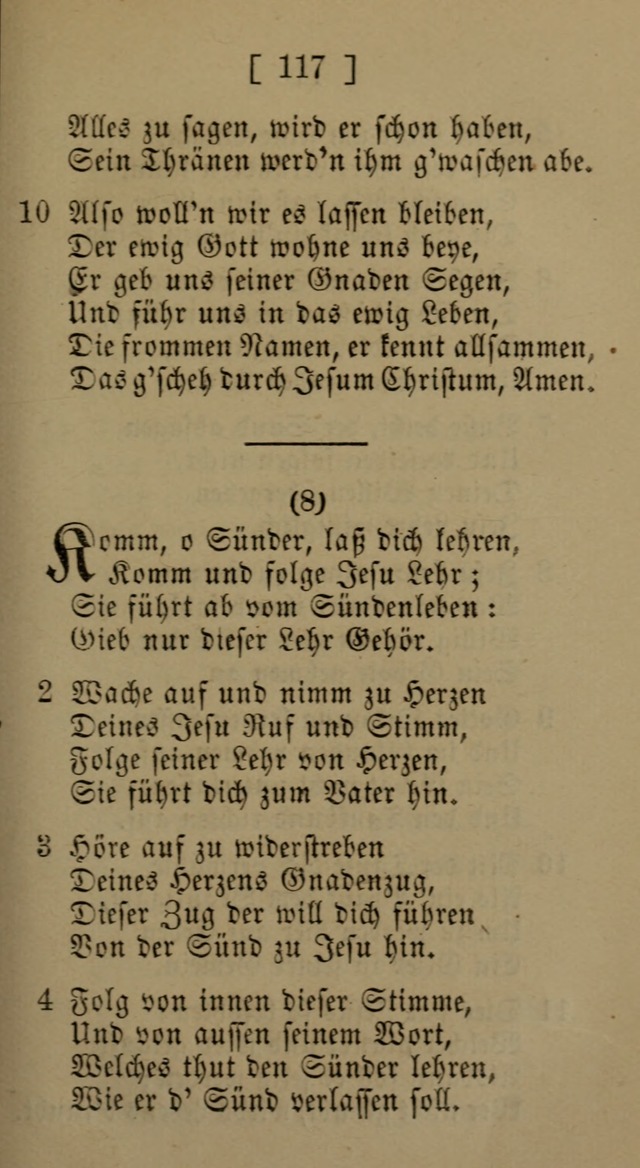 Eine unparteiische Lieder-Sammlung zum Gebrauch beim Oeffentlichen Gottesdienst und Häuslichen Erbauung page 117