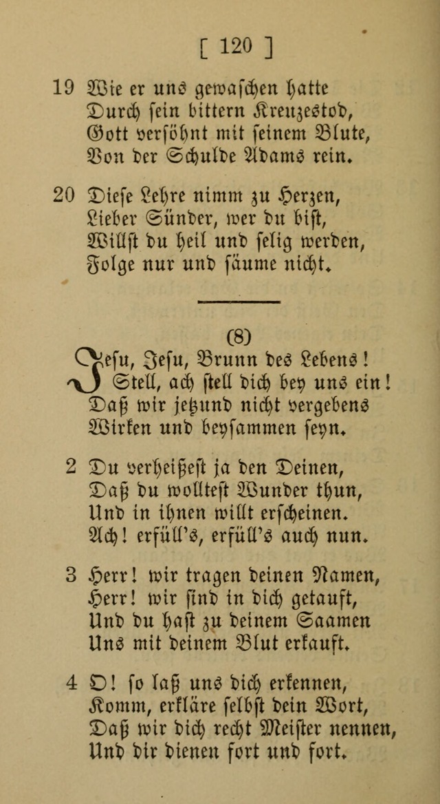 Eine unparteiische Lieder-Sammlung zum Gebrauch beim Oeffentlichen Gottesdienst und Häuslichen Erbauung page 120