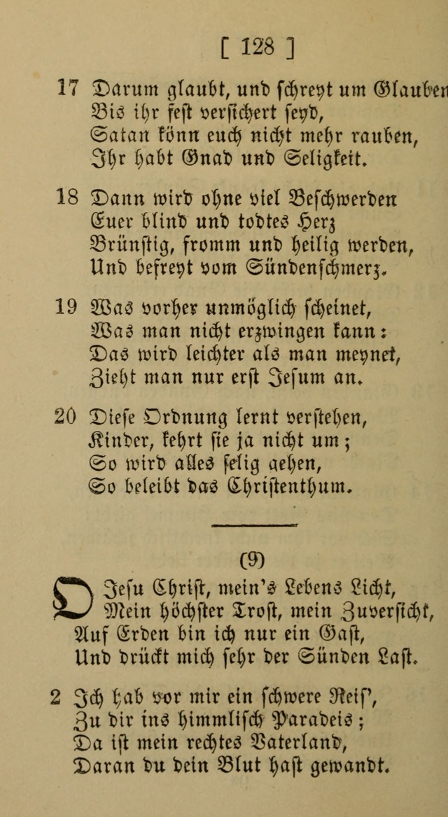 Eine unparteiische Lieder-Sammlung zum Gebrauch beim Oeffentlichen Gottesdienst und Häuslichen Erbauung page 128