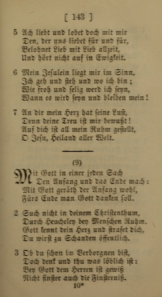 Eine unparteiische Lieder-Sammlung zum Gebrauch beim Oeffentlichen Gottesdienst und Häuslichen Erbauung page 143