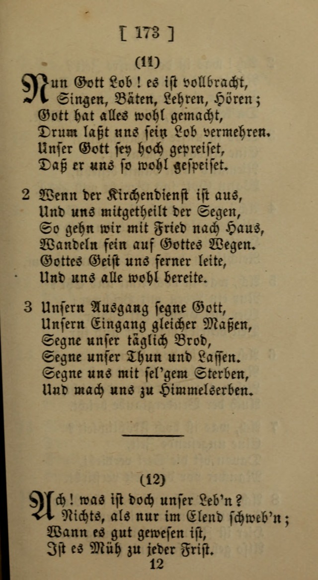 Eine unparteiische Lieder-Sammlung zum Gebrauch beim Oeffentlichen Gottesdienst und Häuslichen Erbauung page 173