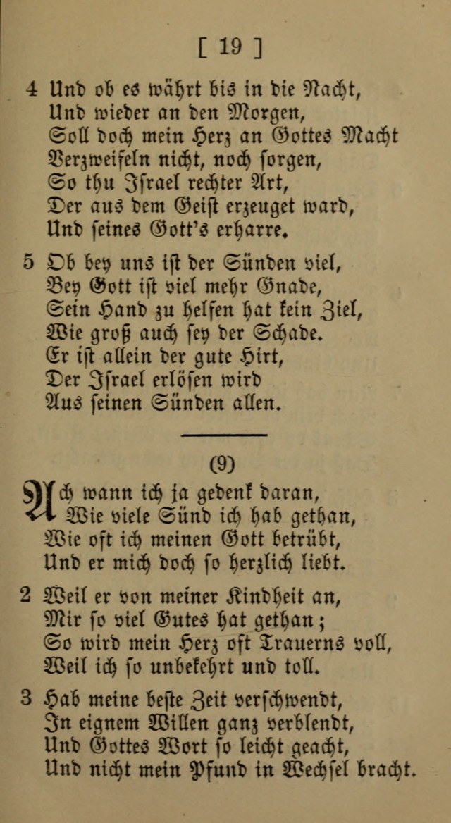 Eine unparteiische Lieder-Sammlung zum Gebrauch beim Oeffentlichen Gottesdienst und Häuslichen Erbauung page 19