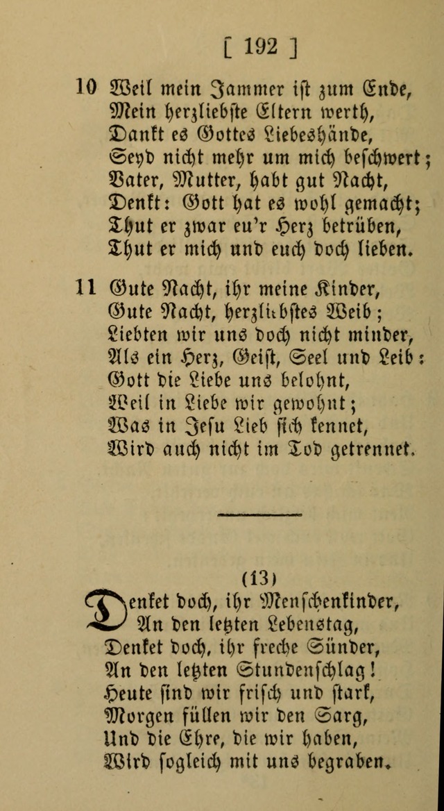 Eine unparteiische Lieder-Sammlung zum Gebrauch beim Oeffentlichen Gottesdienst und Häuslichen Erbauung page 192