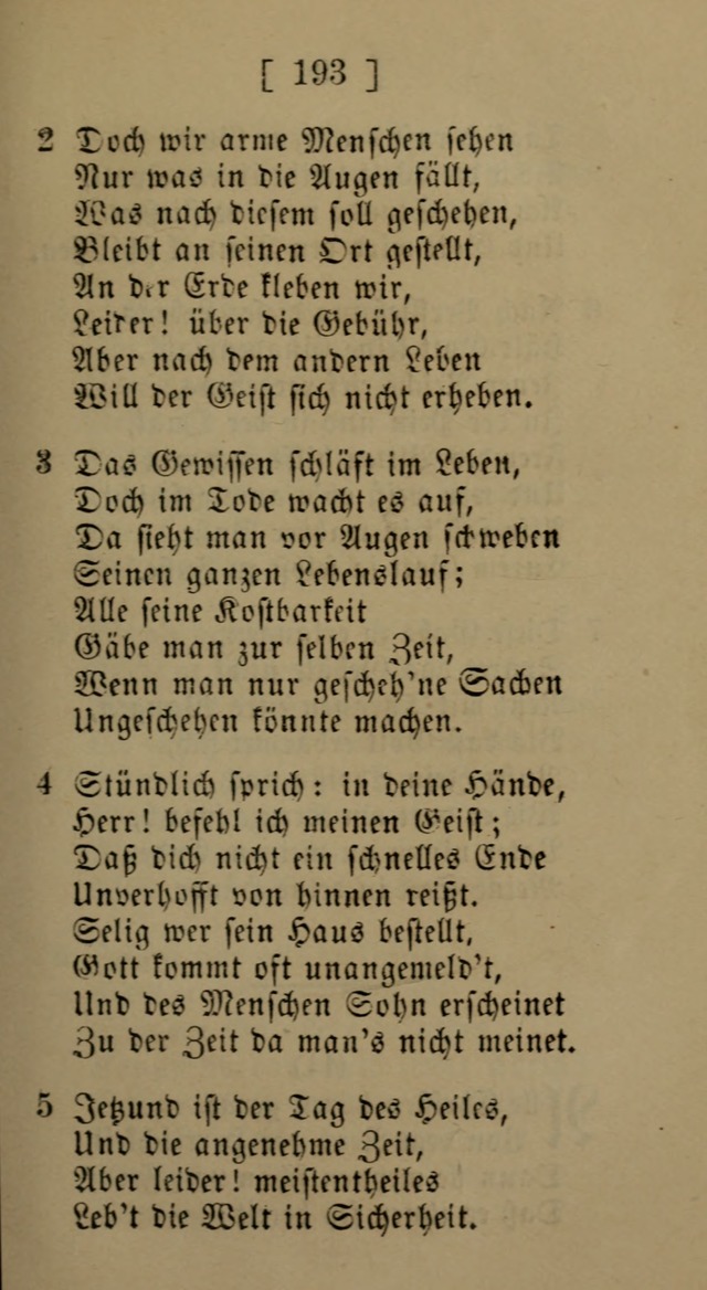 Eine unparteiische Lieder-Sammlung zum Gebrauch beim Oeffentlichen Gottesdienst und Häuslichen Erbauung page 193