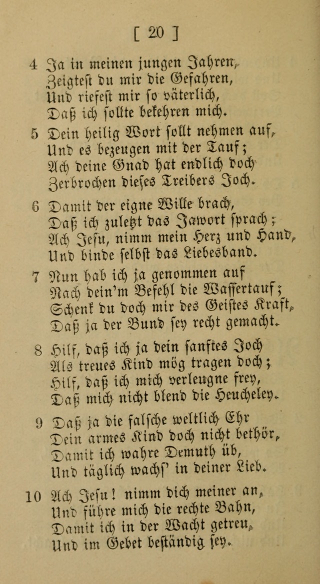 Eine unparteiische Lieder-Sammlung zum Gebrauch beim Oeffentlichen Gottesdienst und Häuslichen Erbauung page 20