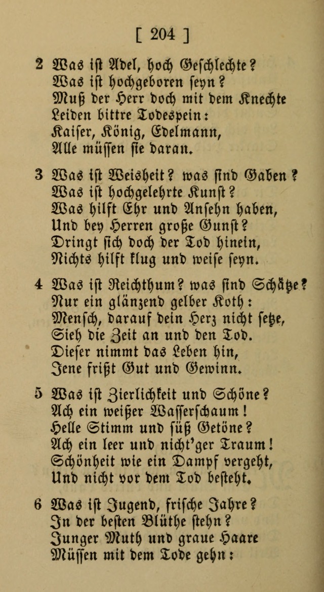 Eine unparteiische Lieder-Sammlung zum Gebrauch beim Oeffentlichen Gottesdienst und Häuslichen Erbauung page 204