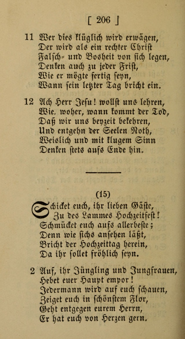 Eine unparteiische Lieder-Sammlung zum Gebrauch beim Oeffentlichen Gottesdienst und Häuslichen Erbauung page 206