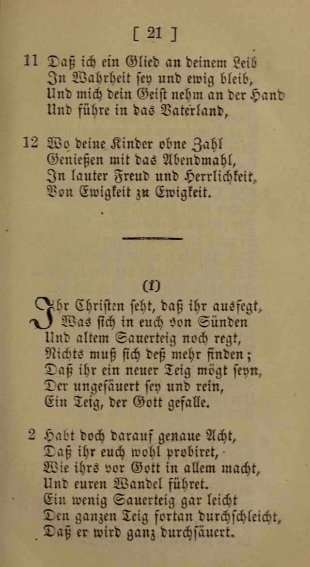 Eine unparteiische Lieder-Sammlung zum Gebrauch beim Oeffentlichen Gottesdienst und Häuslichen Erbauung page 21