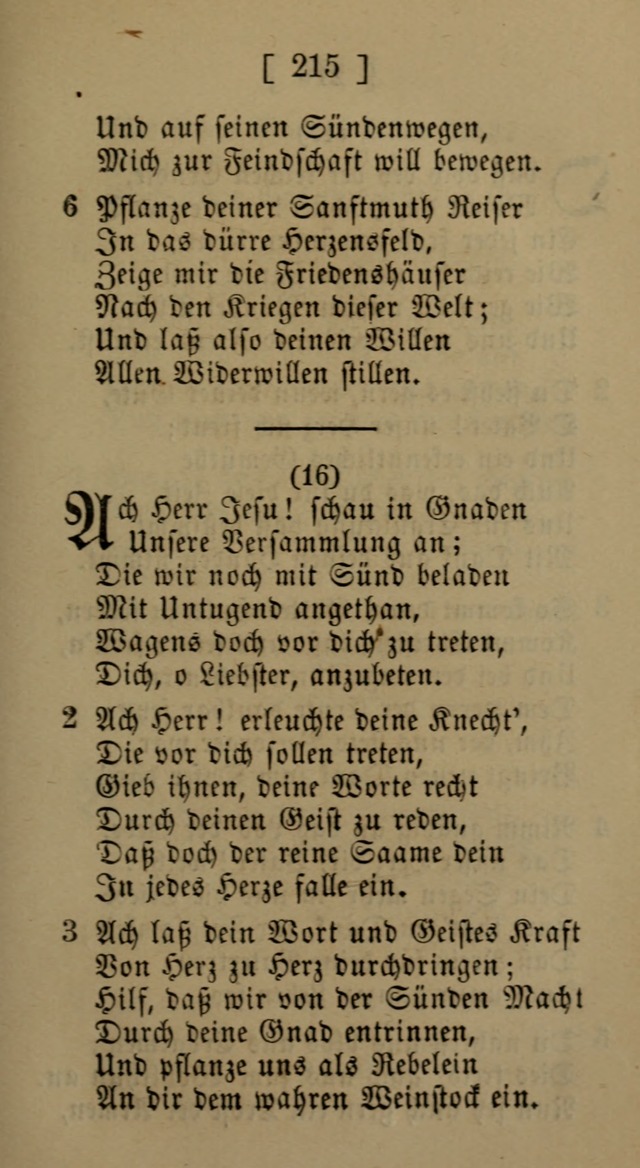 Eine unparteiische Lieder-Sammlung zum Gebrauch beim Oeffentlichen Gottesdienst und Häuslichen Erbauung page 215