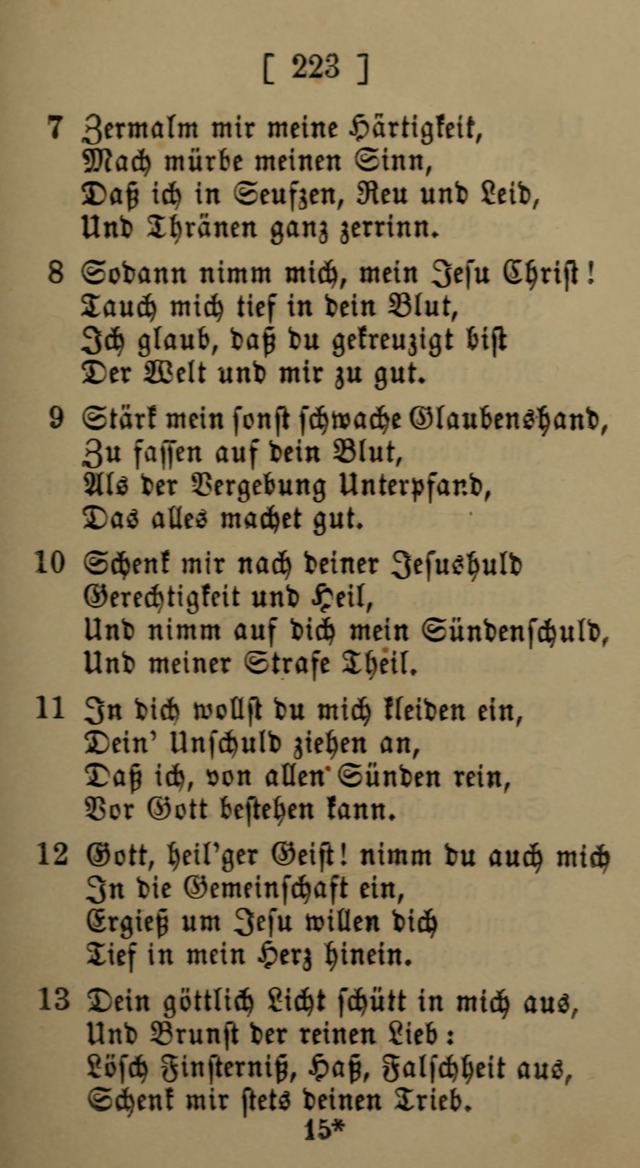 Eine unparteiische Lieder-Sammlung zum Gebrauch beim Oeffentlichen Gottesdienst und Häuslichen Erbauung page 223