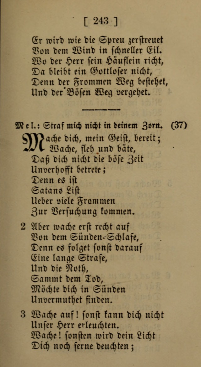 Eine unparteiische Lieder-Sammlung zum Gebrauch beim Oeffentlichen Gottesdienst und Häuslichen Erbauung page 243