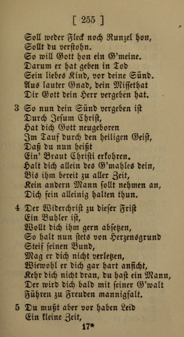 Eine unparteiische Lieder-Sammlung zum Gebrauch beim Oeffentlichen Gottesdienst und Häuslichen Erbauung page 255