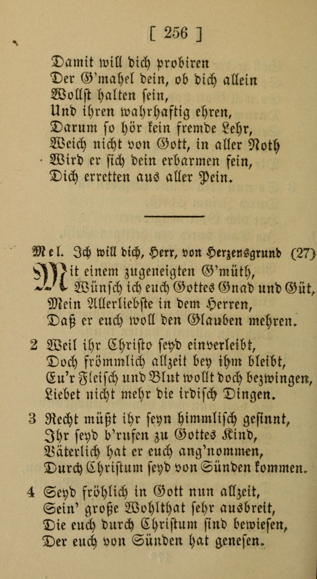 Eine unparteiische Lieder-Sammlung zum Gebrauch beim Oeffentlichen Gottesdienst und Häuslichen Erbauung page 256