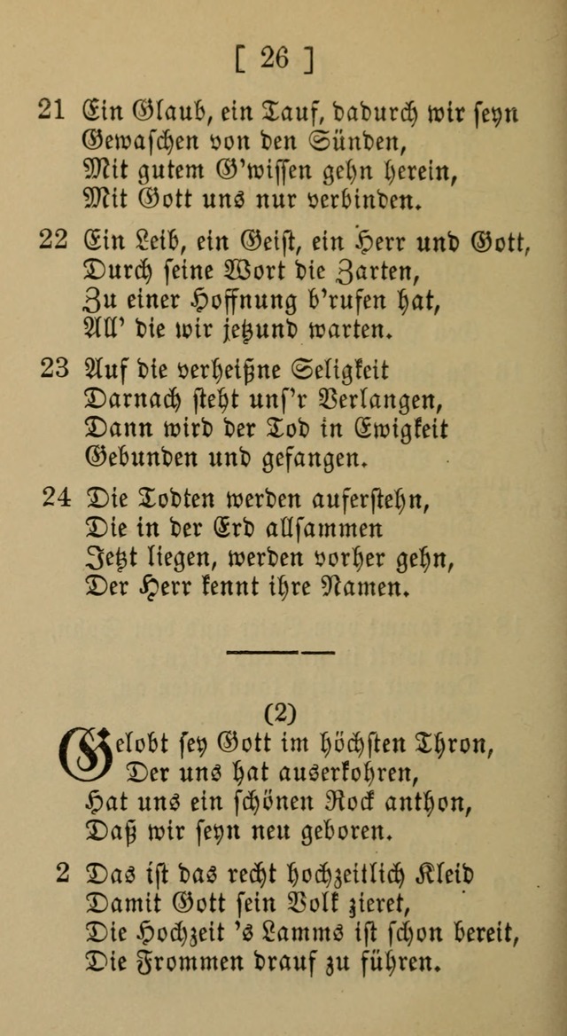 Eine unparteiische Lieder-Sammlung zum Gebrauch beim Oeffentlichen Gottesdienst und Häuslichen Erbauung page 26