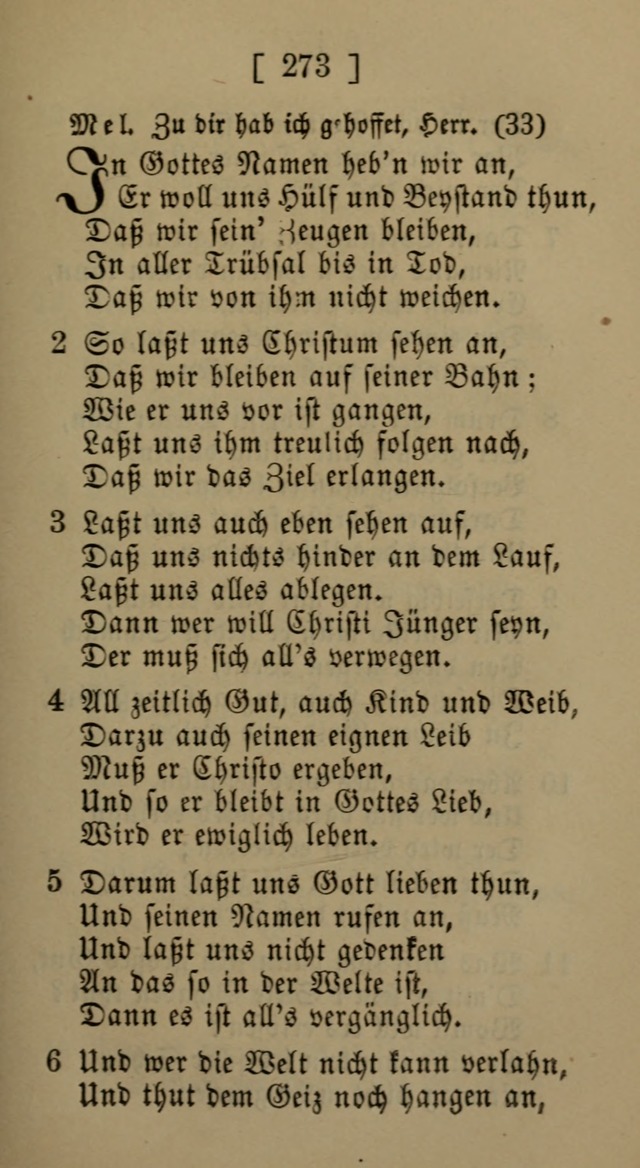 Eine unparteiische Lieder-Sammlung zum Gebrauch beim Oeffentlichen Gottesdienst und Häuslichen Erbauung page 273