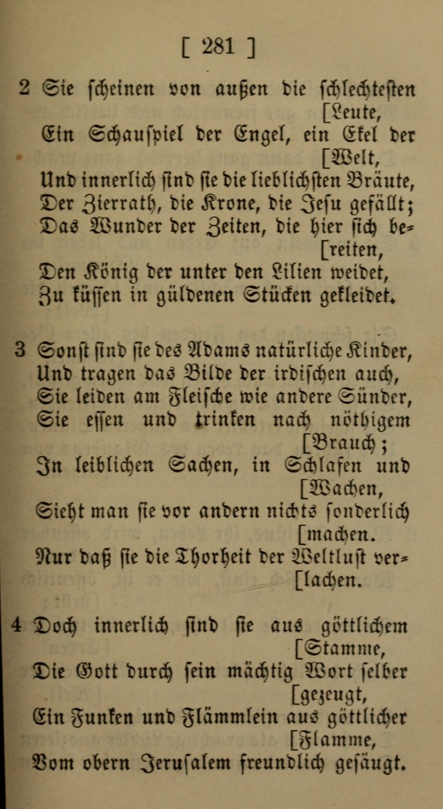 Eine unparteiische Lieder-Sammlung zum Gebrauch beim Oeffentlichen Gottesdienst und Häuslichen Erbauung page 281