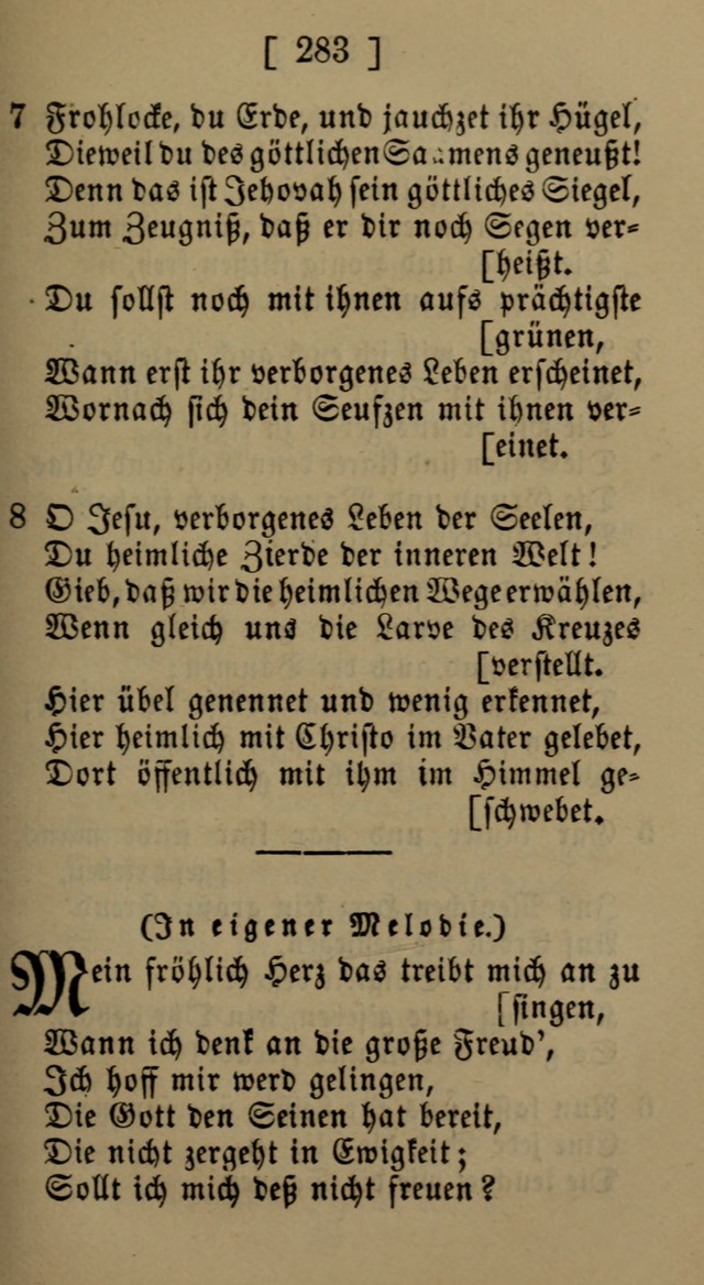 Eine unparteiische Lieder-Sammlung zum Gebrauch beim Oeffentlichen Gottesdienst und Häuslichen Erbauung page 283