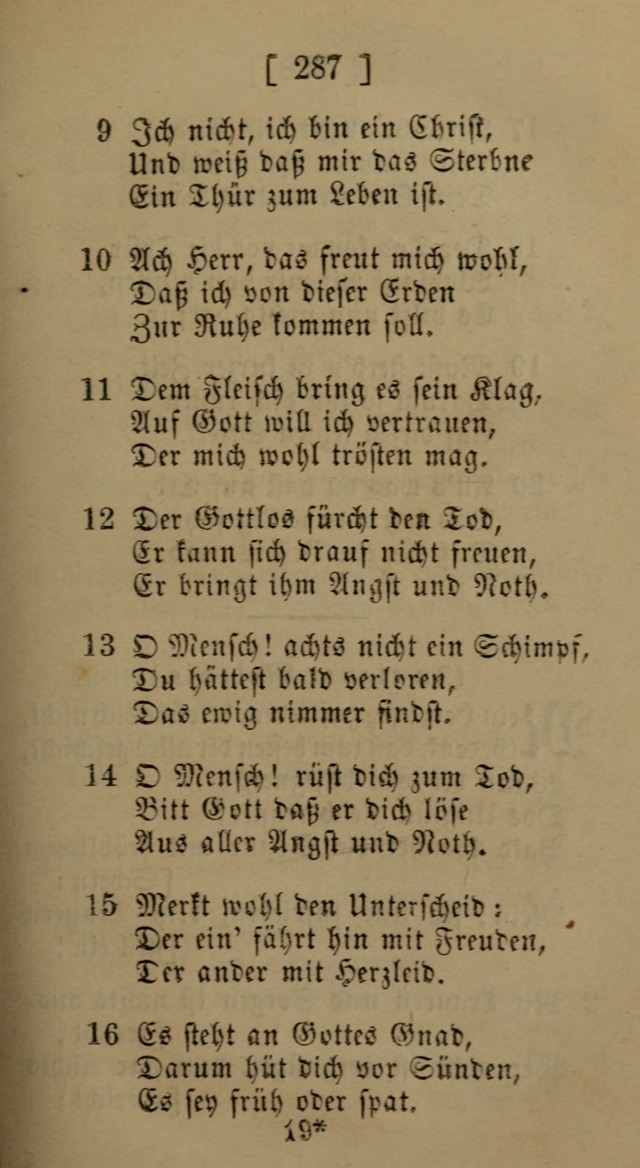 Eine unparteiische Lieder-Sammlung zum Gebrauch beim Oeffentlichen Gottesdienst und Häuslichen Erbauung page 287