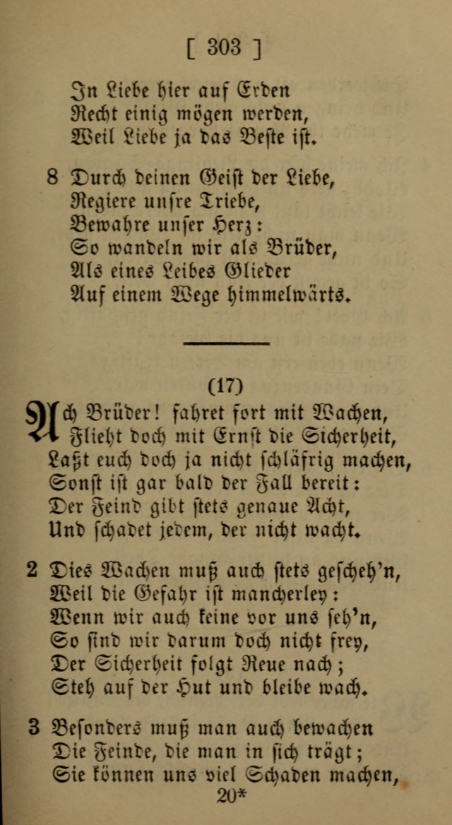 Eine unparteiische Lieder-Sammlung zum Gebrauch beim Oeffentlichen Gottesdienst und Häuslichen Erbauung page 303