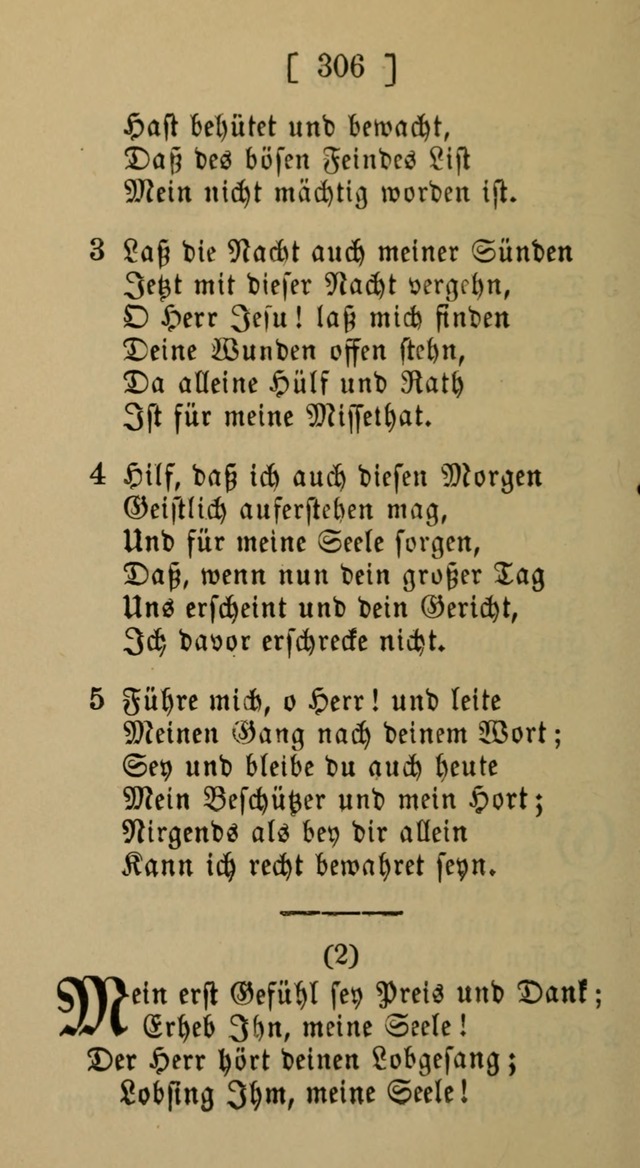 Eine unparteiische Lieder-Sammlung zum Gebrauch beim Oeffentlichen Gottesdienst und Häuslichen Erbauung page 306