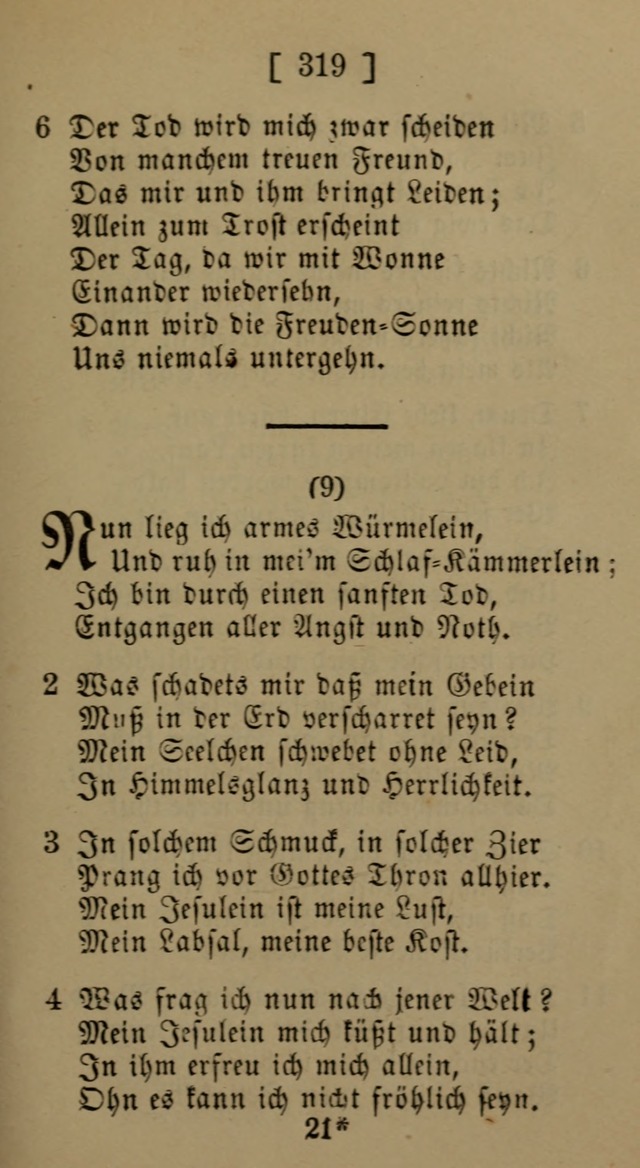 Eine unparteiische Lieder-Sammlung zum Gebrauch beim Oeffentlichen Gottesdienst und Häuslichen Erbauung page 319