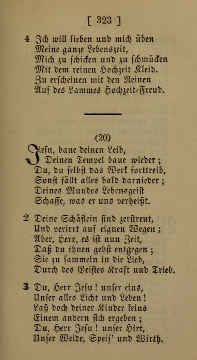 Eine unparteiische Lieder-Sammlung zum Gebrauch beim Oeffentlichen Gottesdienst und Häuslichen Erbauung page 323