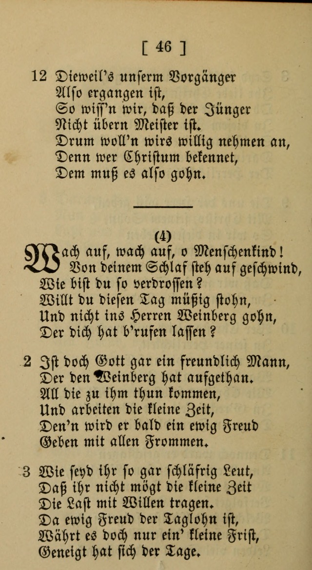 Eine unparteiische Lieder-Sammlung zum Gebrauch beim Oeffentlichen Gottesdienst und Häuslichen Erbauung page 46