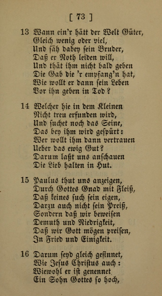 Eine unparteiische Lieder-Sammlung zum Gebrauch beim Oeffentlichen Gottesdienst und Häuslichen Erbauung page 73