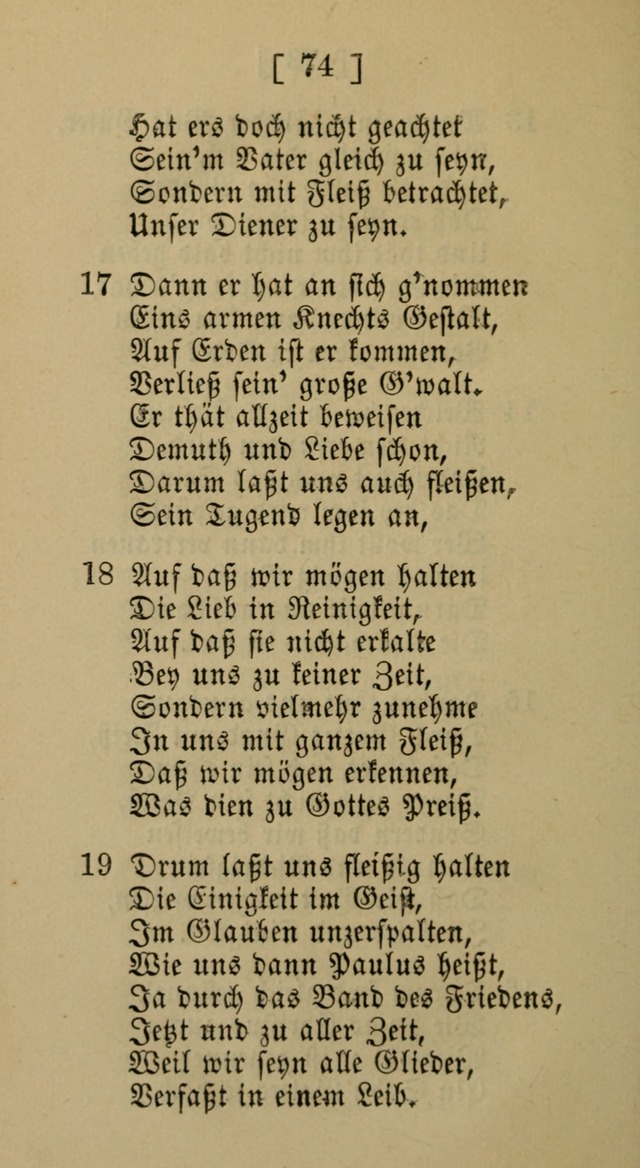 Eine unparteiische Lieder-Sammlung zum Gebrauch beim Oeffentlichen Gottesdienst und Häuslichen Erbauung page 74