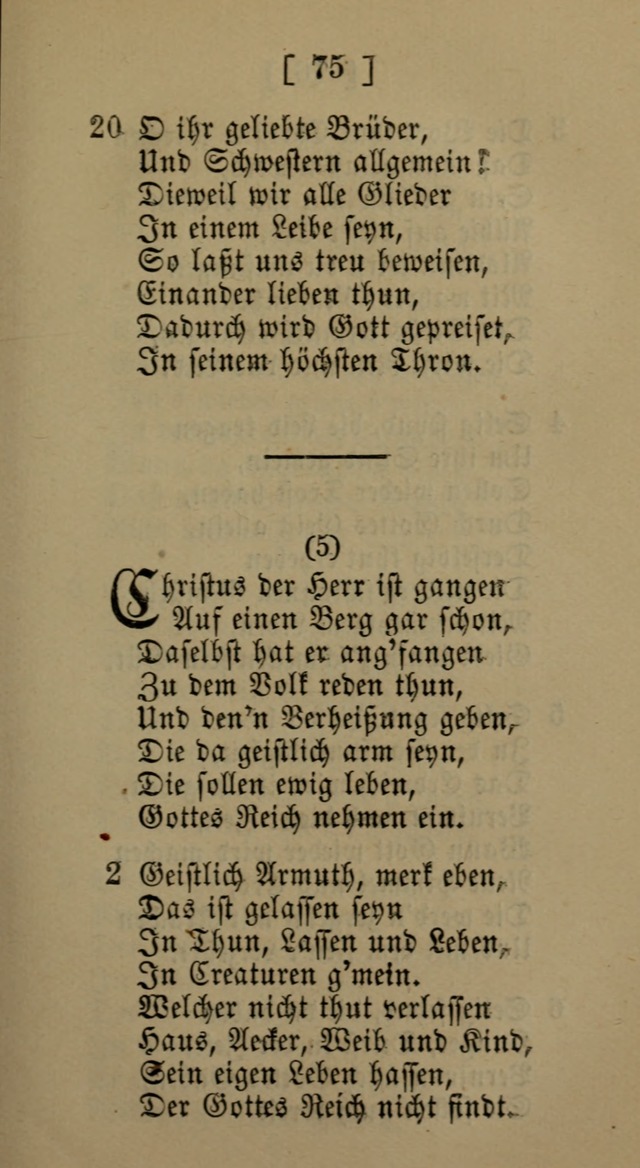 Eine unparteiische Lieder-Sammlung zum Gebrauch beim Oeffentlichen Gottesdienst und Häuslichen Erbauung page 75