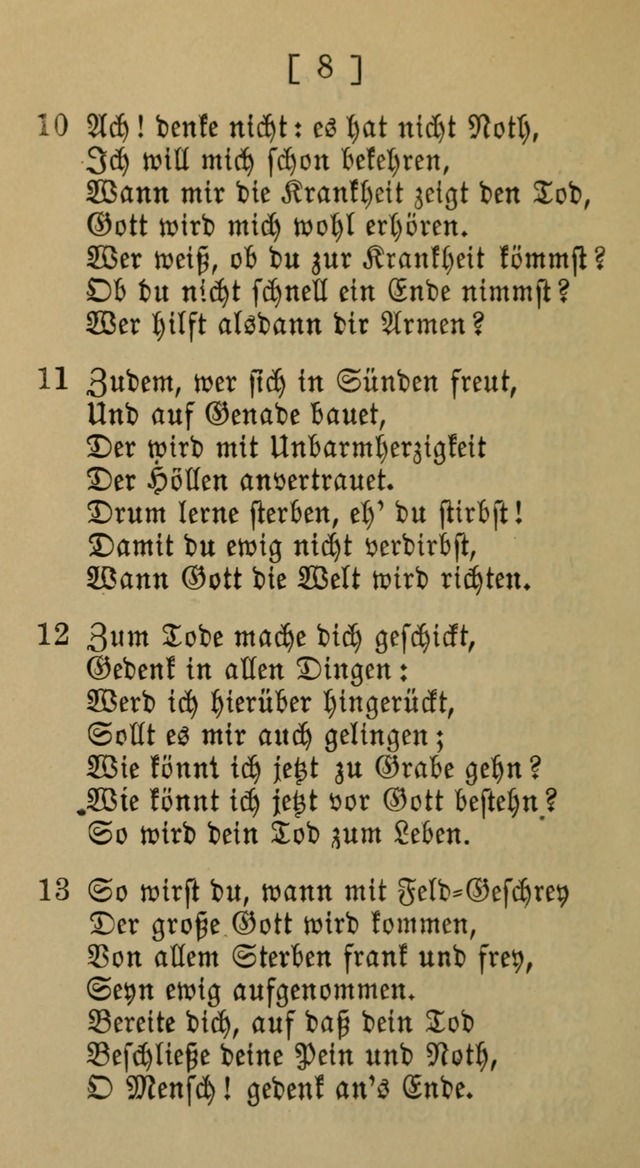 Eine unparteiische Lieder-Sammlung zum Gebrauch beim Oeffentlichen Gottesdienst und Häuslichen Erbauung page 8