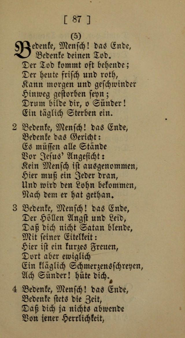 Eine unparteiische Lieder-Sammlung zum Gebrauch beim Oeffentlichen Gottesdienst und Häuslichen Erbauung page 87