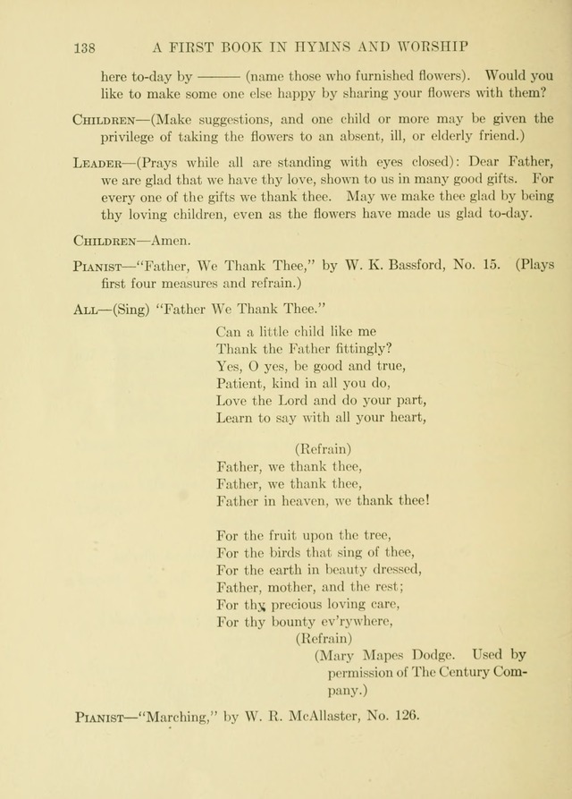 A First Book in Hymns and Worship page 138