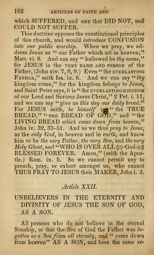 The Faith and Doctrines of the Church of the Eternal Son: intended as a church book for the church of the Eternal Sons generally... to which is added a number of select hymns adapted to the worship... page 102