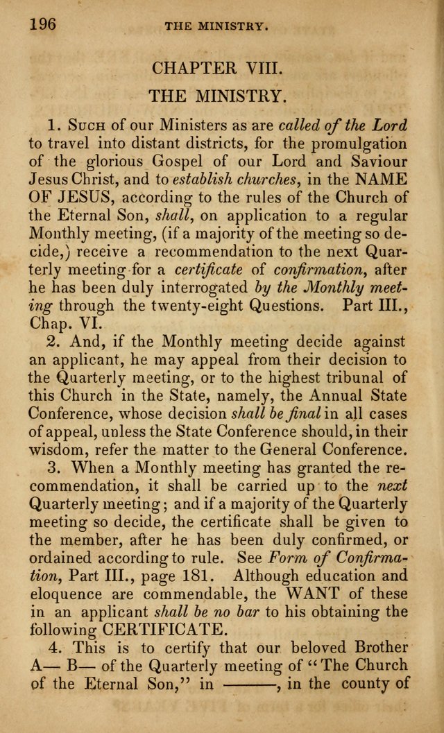 The Faith and Doctrines of the Church of the Eternal Son: intended as a church book for the church of the Eternal Sons generally... to which is added a number of select hymns adapted to the worship... page 196