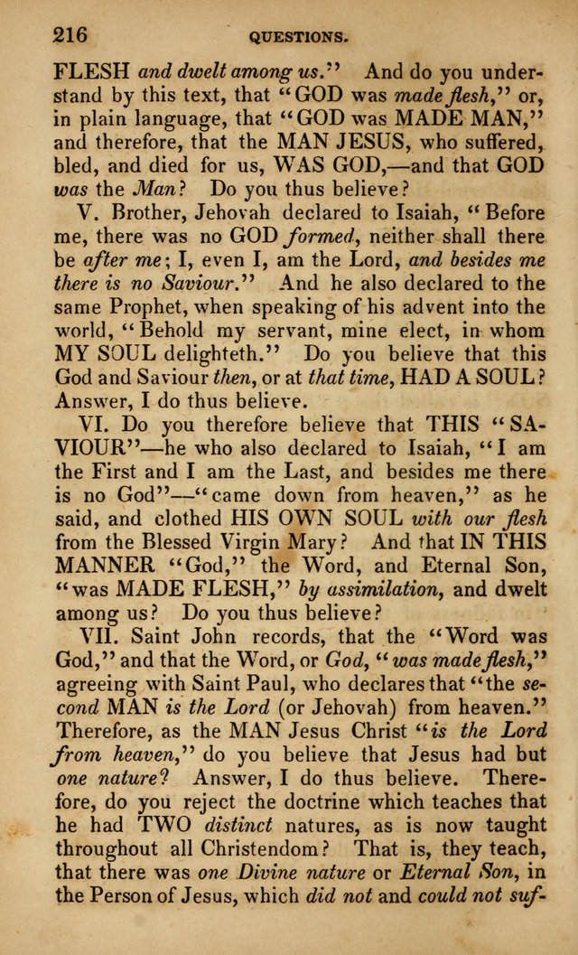 The Faith and Doctrines of the Church of the Eternal Son: intended as a church book for the church of the Eternal Sons generally... to which is added a number of select hymns adapted to the worship... page 216