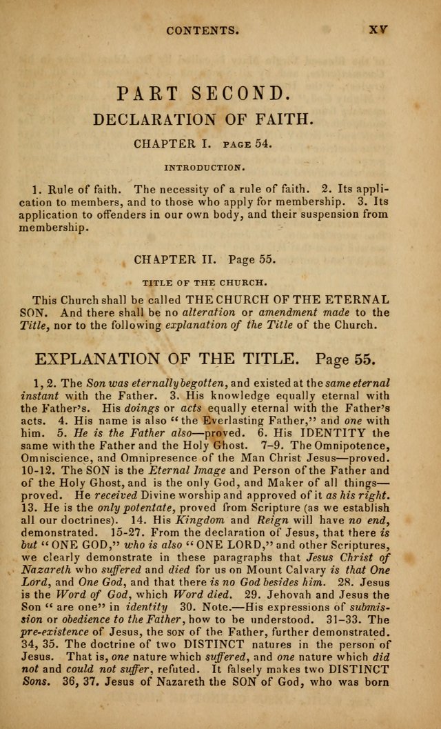 The Faith and Doctrines of the Church of the Eternal Son: intended as a church book for the church of the Eternal Sons generally... to which is added a number of select hymns adapted to the worship... page xxiii