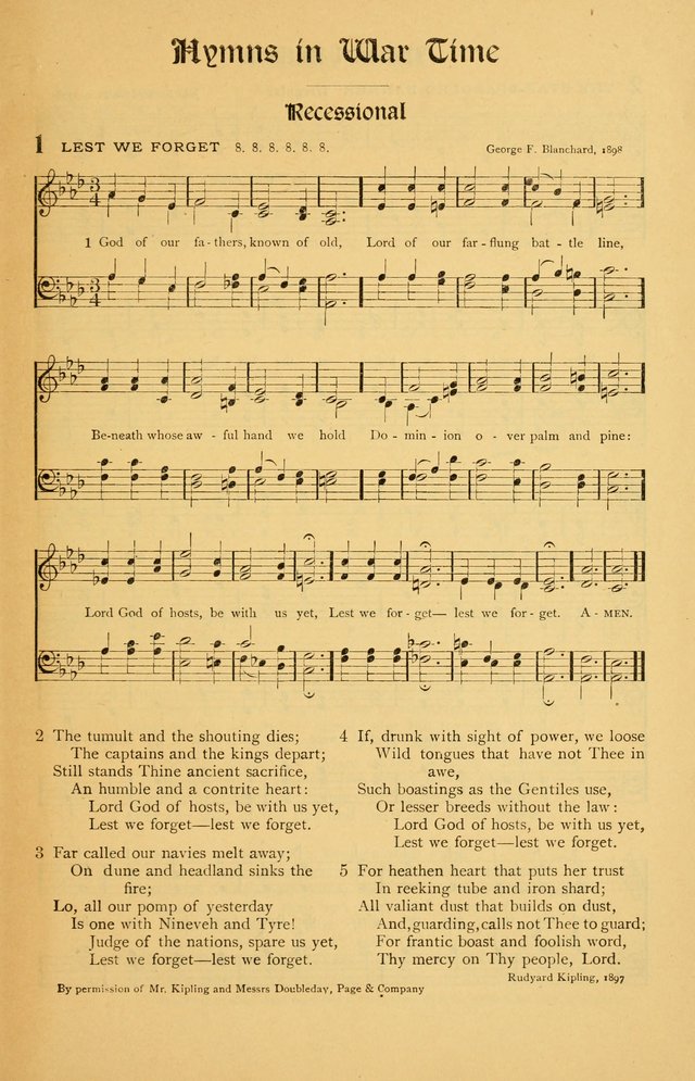 For God and Country: Hymns for use in War Time page 1