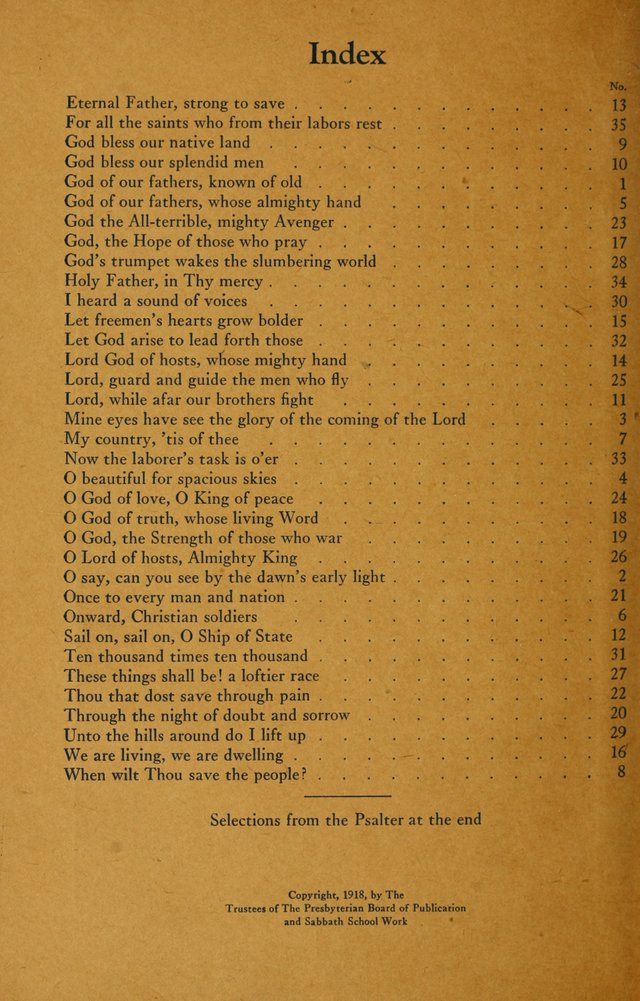 For God and Country: Hymns for use in War Time page ii