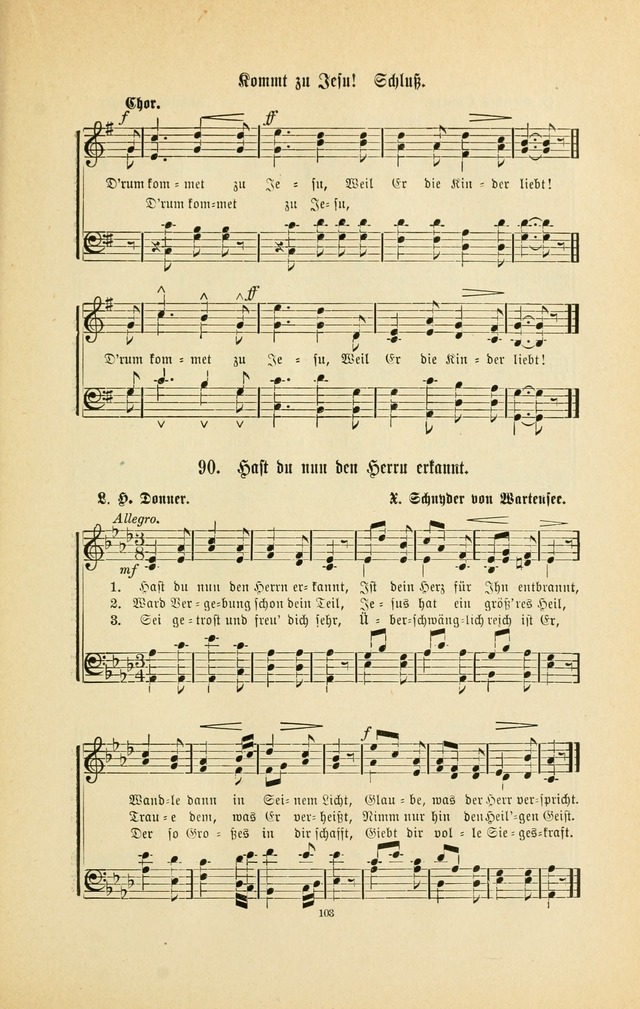 Frohe Lieder und Brüder-Harfe: eine Sammlung von Liedern für Sonntagschulen und Jugendvereine (Spezialle Aufl.) page 103